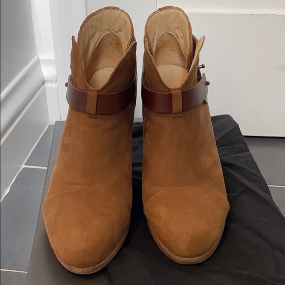 Rag & Bone Camel Suede Harrow Stacked Heel Booties - Picture 9 of 9